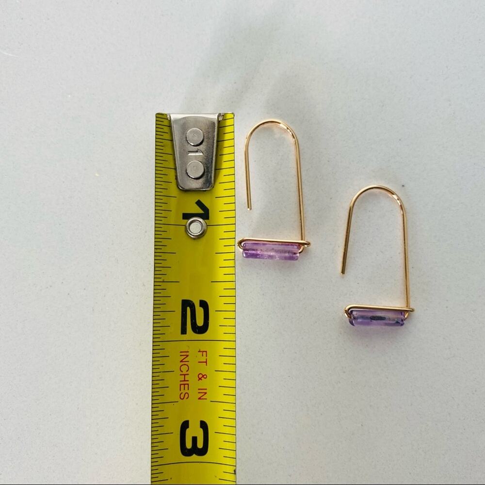 NEW REVOLVE NORDSTROM 18kt Gold Filled Vermeil Purple Amethyst Bead Earrings - Picture 7 of 7